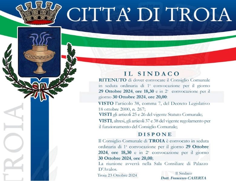 Convocazione del Consiglio Comunale